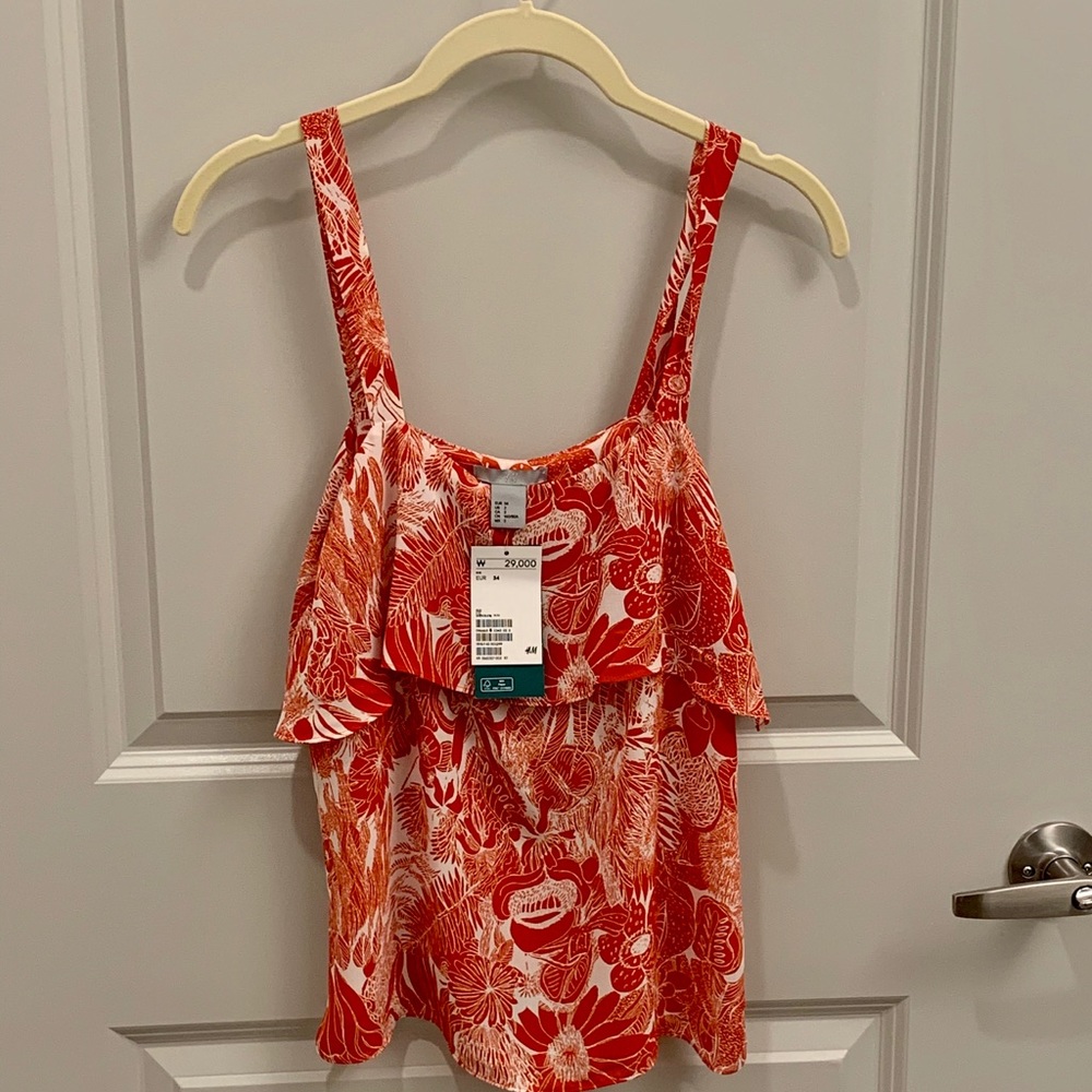 H&M Red Floral tank top (polyester)